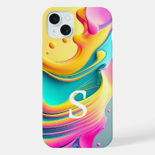 Modern Stylish Custom Monogram Abstract Pattern iPhone 15 Plus Case