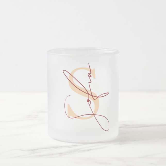 Modern Stylish Custom Name  Frosted Glass Coffee Mug (Center)