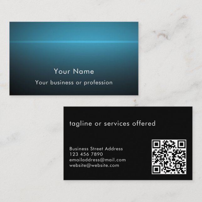 Modern Stylish Custom Text QR Code Technology Business Card (Front/Back)