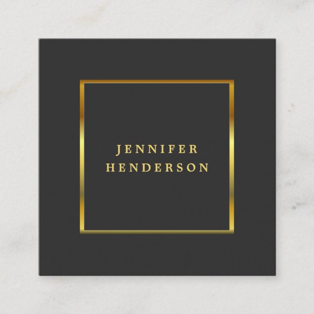 Modern stylish dark grey gold professional square  business card (Front)