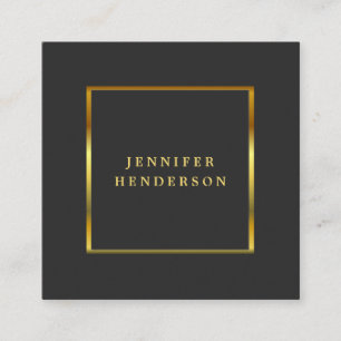 Modern stylish dark grey gold professional square  square business card