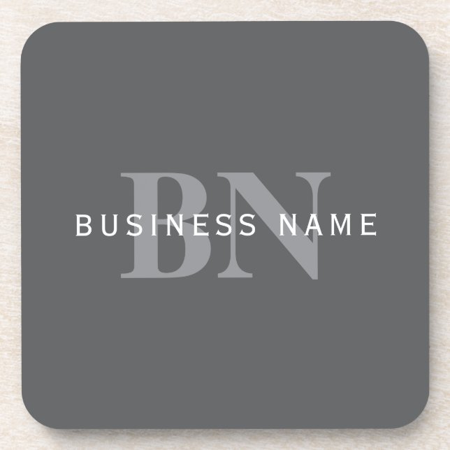 Modern Stylish Dark Grey Monogram & Name Coaster (Front)