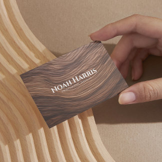 Modern Stylish Dark Wood Professional Business Card