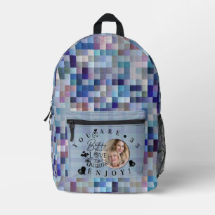 Modern Stylish Daughter Birthday Typography Photo Printed Backpack