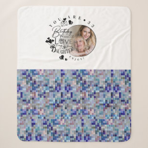 Modern Stylish Daughter Birthday Typography Photo Sherpa Blanket