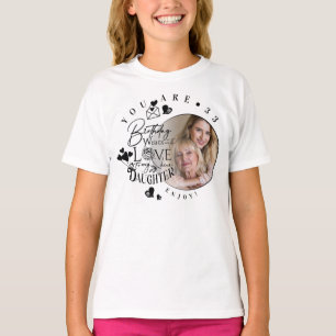Modern Stylish Daughter Birthday Typography Photo T-Shirt