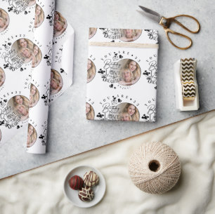 Modern Stylish Daughter Birthday Typography Photo Wrapping Paper