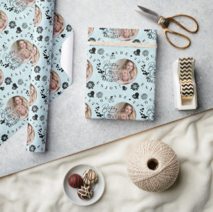 Modern Stylish Daughter Birthday Typography Photo Wrapping Paper