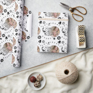 Modern Stylish Daughter Birthday Typography Photo Wrapping Paper