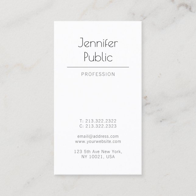 Modern Stylish Design Sleek Plain Trendy Luxury Business Card (Front)