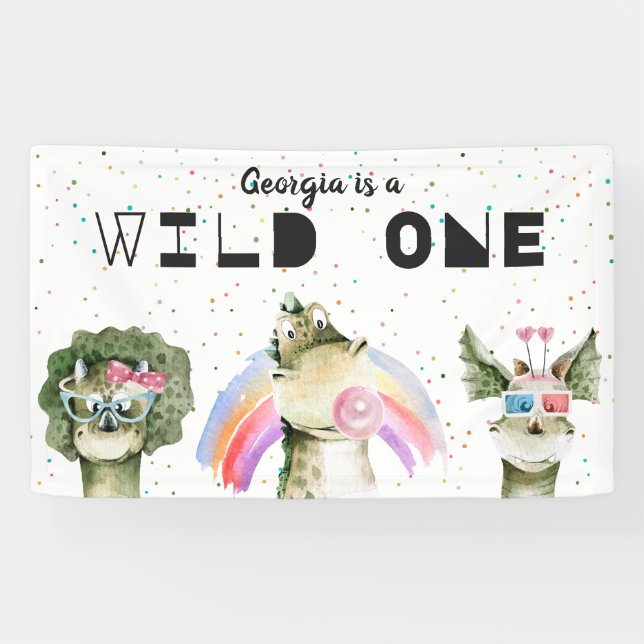 Modern Stylish Dinosaur Birthday Welcome Sign (Horizontal)
