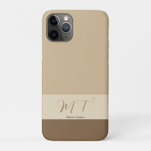 Modern stylish earth tone colours monogram initial iPhone 11 pro case