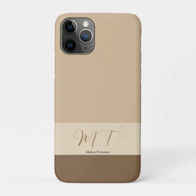 Modern stylish earth tone colours monogram initial Case-Mate iPhone case (Back)