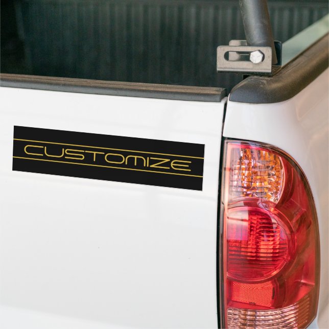 Modern Stylish Editable Gold Text & Line Stripes Bumper Sticker (On Truck)