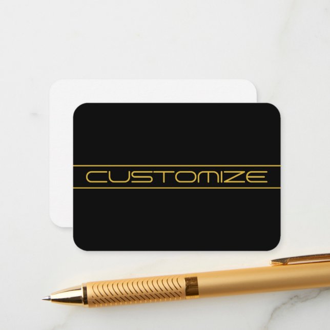 Modern Stylish Editable Gold Text & Line Stripes Enclosure Card (Front/Back In Situ)