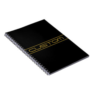 Modern Stylish Editable Gold Text & Line Stripes Notebook