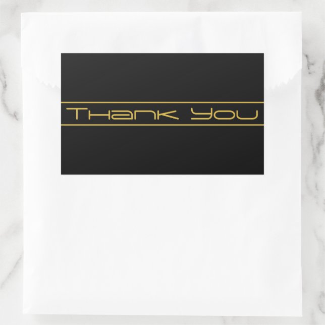 Modern Stylish Editable Gold Text & Line Stripes Rectangular Sticker (Bag)