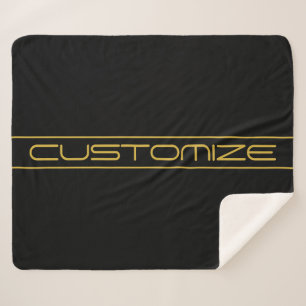 Modern Stylish Editable Gold Text & Line Stripes Sherpa Blanket