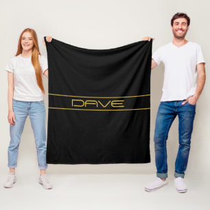 Modern Stylish Editable Gold Text & Stripes Fleece Blanket