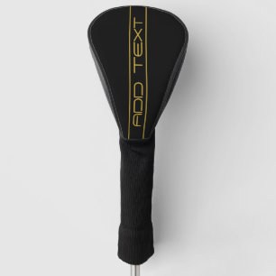 Modern Stylish Editable Gold Text & Stripes Golf Head Cover