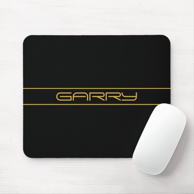 Modern Stylish Editable Gold Text & Stripes Mouse Mat (With Mouse)