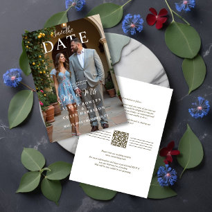 Modern Stylish Editorial MR & MRS Photo Wedding Save The Date