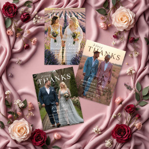 Modern Stylish Editorial  MR & MRS Photo Wedding  Thank You Card