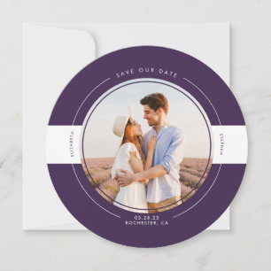Modern Stylish Eggplant Purple Save the Date Photo