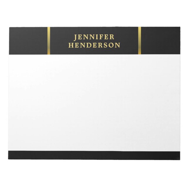 Modern stylish elegant black and gold professional notepad (Front)