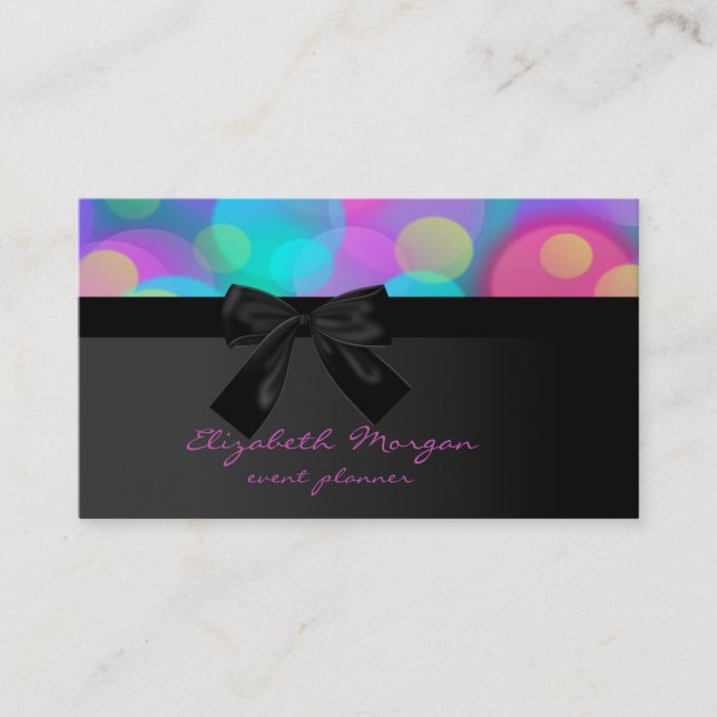 Modern Stylish Elegant,Black Bow Business Card (Front)
