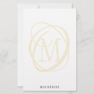 Modern Stylish Elegant Gold Monogram Name Stationery