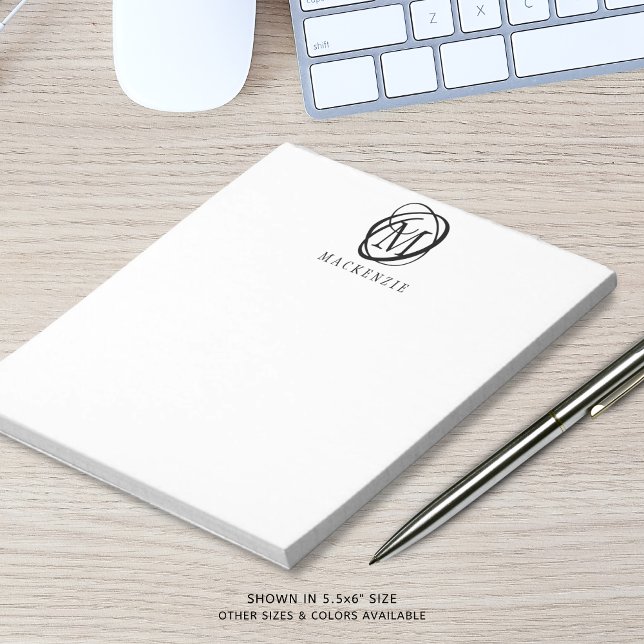 Modern Stylish Elegant Monogram Name Notepad (Creator Uploaded)