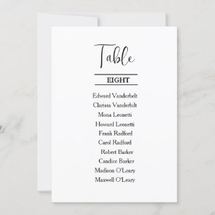 Modern stylish elegant wedding table seating chart invitation