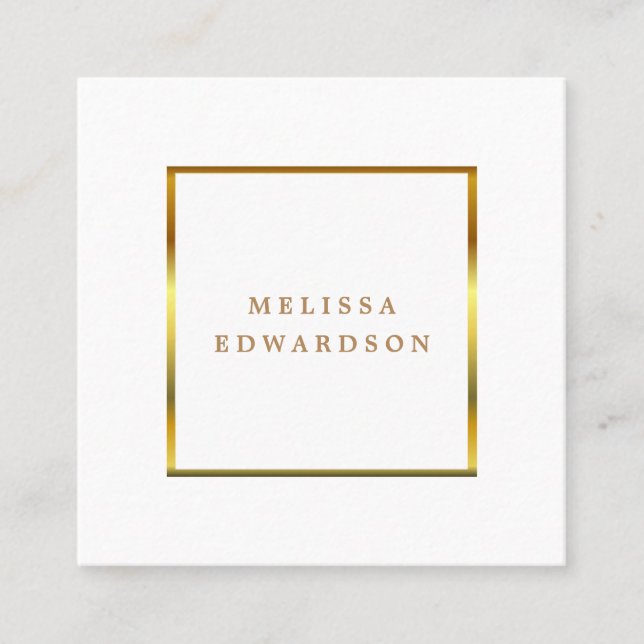 Modern stylish elegant white and gold professional square business card (Front)