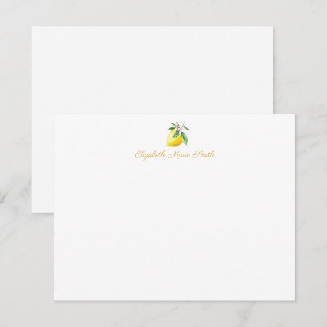 Modern Stylish Floral Yellow Botanical Lemon Card (Front/Back)