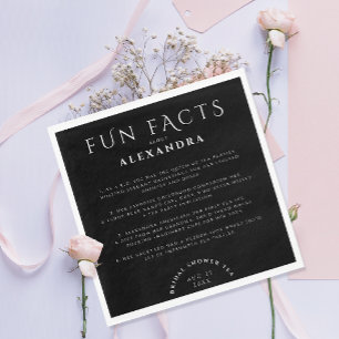 Modern Stylish Fun Facts Black And White Party Napkin