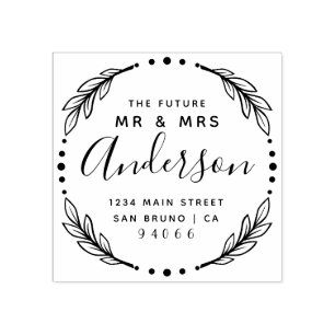 Modern Stylish Future Mr & Mrs Return Address Rubber Stamp
