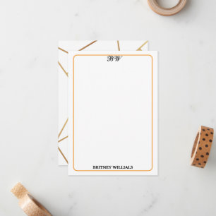 Modern Stylish Geometric Lines Monogram Stationery Card