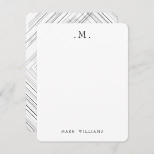 Modern Stylish Geometric Lines Monogram Stationery Card