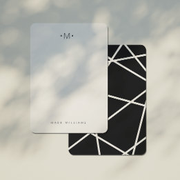 Modern Stylish Geometric Lines Monogram Stationery Card