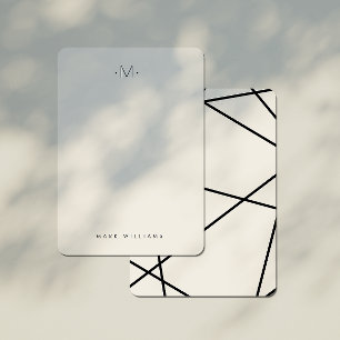 Modern Stylish Geometric Lines Monogram Stationery Card