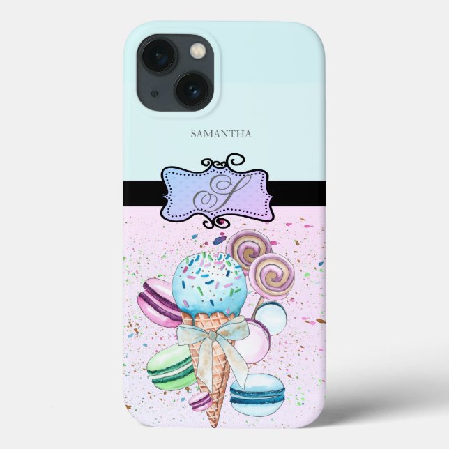 Modern Stylish Girly Stripe Ice cream Case-Mate iPhone Case (Back)
