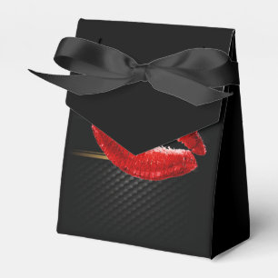 Modern Stylish Glitter Red Lips,Black Favour Box