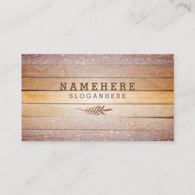 Modern Stylish Glitter Wood Business Card (Front)