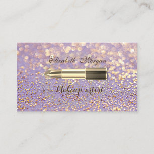 Modern Stylish Glittery Bokeh  -Makeup-Lipstick Business Card