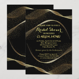 Modern, Stylish Gold and black Bridal Shower Invitation