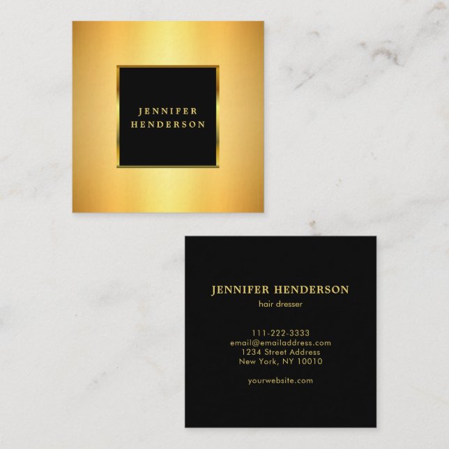 Modern stylish gold and black professional square  square business card (Front/Back)
