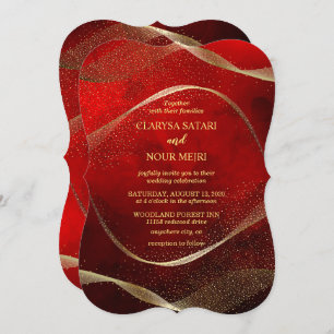 Modern, Stylish Gold and red Invitation