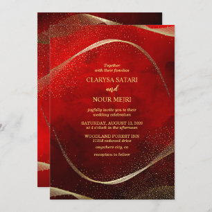 Modern, Stylish Gold and red Invitation