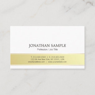 Modern Stylish Gold and White Simple Plain Trendy Business Card